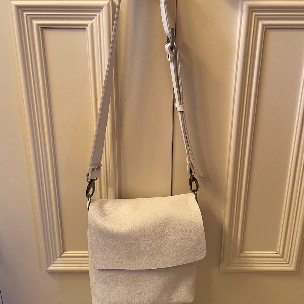 Genuine vegan white leather crossbody